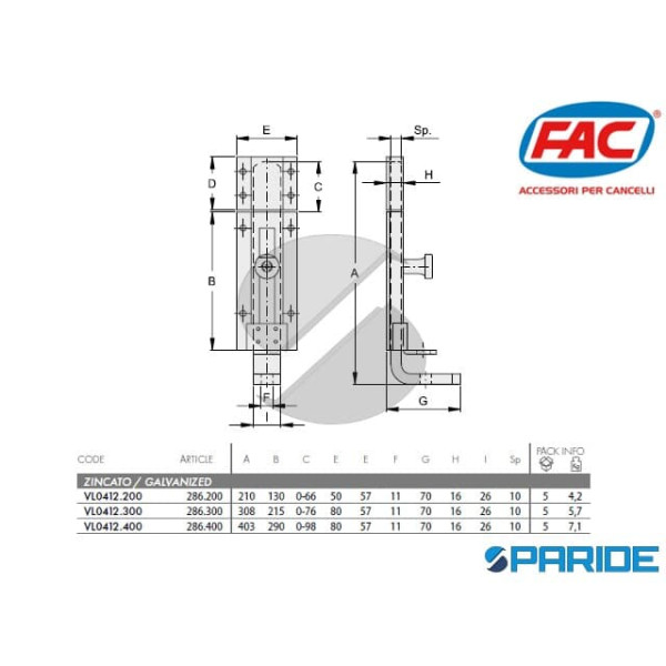 CATENACCIO PORTALUCCHETTO 300 MM 286 300 FAC PESANTE VL0412300
