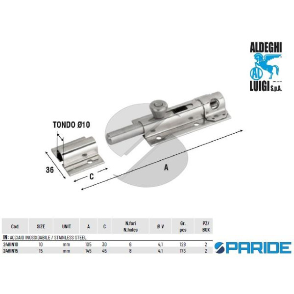 CATENACCIO PORTALUCCHETTO L 105 MM INOX 248IN10 AL...