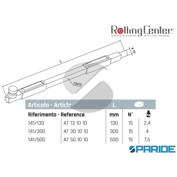 CATENACCIO QUADRO 141 130 A SALDARE LEGGERO CON PUNTA ROTONDA ROLLING CENTER