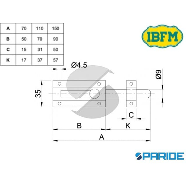 CATENACCIO TONDO 110 MM 15\N PORTALUCCHETTO NERO IBFM