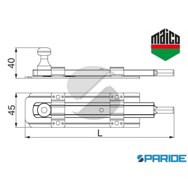 CATENACCIO VERTICALE L 50 CM 467402 MAICO FINALE TONDO NERO OPACO