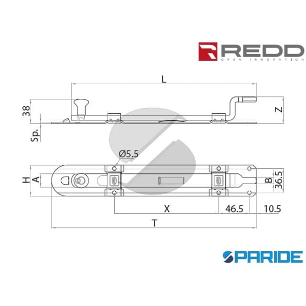 CATENACCIO VERTICALE L 63 CM 500 REDD ROTONDO RIGATO H47 NERA