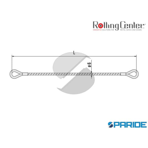 CAVO SICUREZZA ANTICADUTA PER CANCELLO L 500 MM CAVO2\C ROLLING CENTER