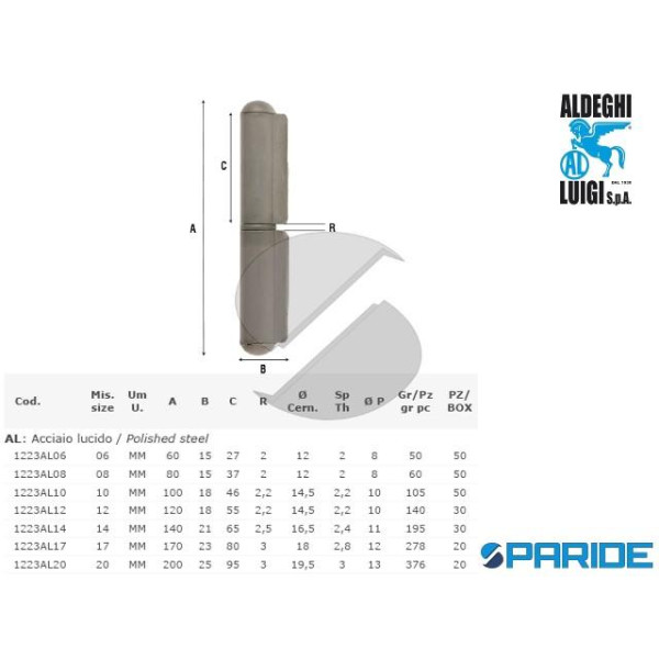 CERNIERA 10 CM 1223AL10 A SALDARE PER SERRAMENTI I...