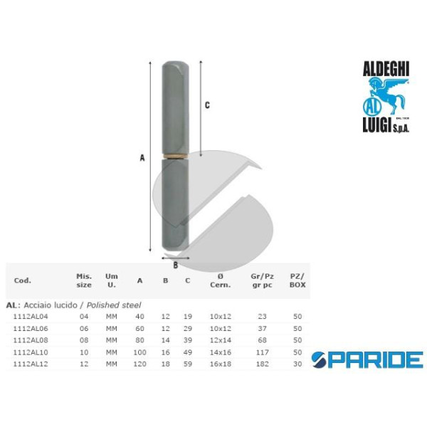 CERNIERA 12 CM 1112AL12 A SALDARE CON COSTA E PERN...