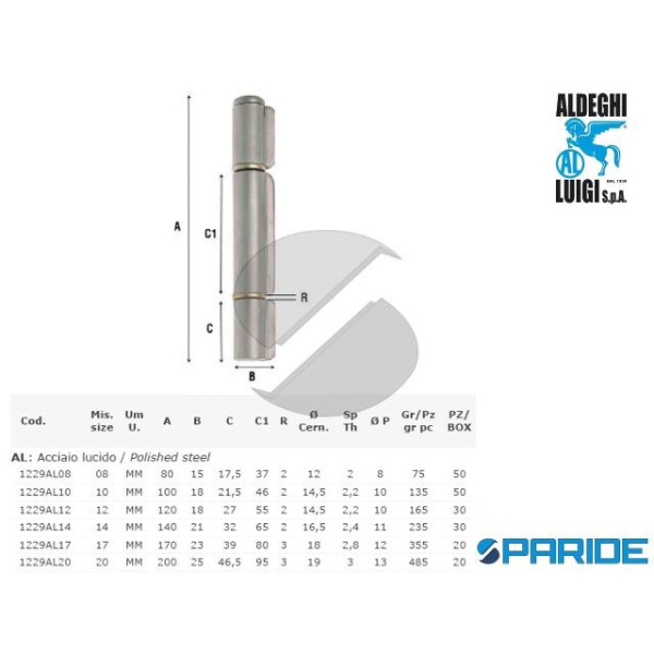 CERNIERA 12 CM 1229AL12 A SALDARE CON 3 ALI ALDEGH...