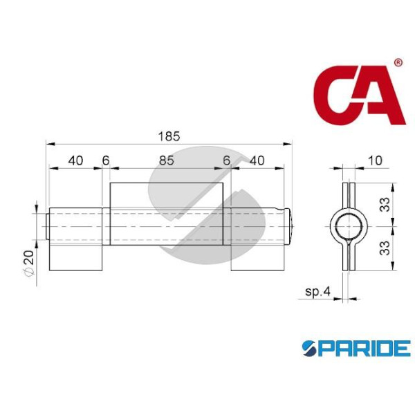 CERNIERA 3 ALI CHIUSE 180 MM 155 COMBIARIALDO PER CANCELLI
