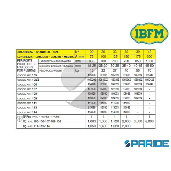 CERNIERA 33 125 BOMMER 101 AD AZIONE SEMPLICE IN ACCIAIO LUCIDO IBFM