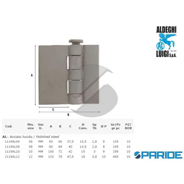 CERNIERA 6 CM 1119AL06 SENZA FORI PER SERRAMENTI I...