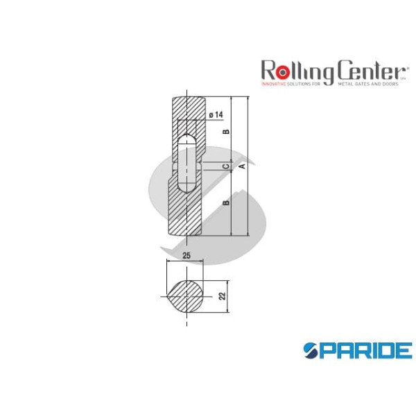 CERNIERA A GOCCIA 157 64 CON CUSCINETTO ROLLING CENTER