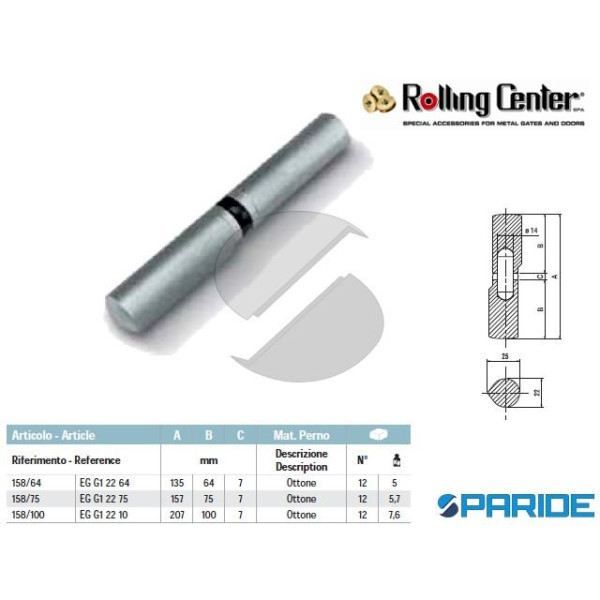 CERNIERA A GOCCIA 158 64 CON CUSCINETTO ROLLING CE...