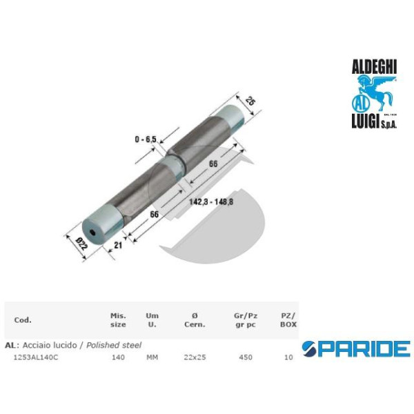 CERNIERA A GOCCIA D 22X25 REGISTRABILE 2 ALI CON C...