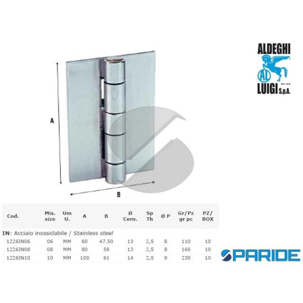 CERNIERA A SALDARE 10 CM 1226IN10 INOX ALI PIANE A...