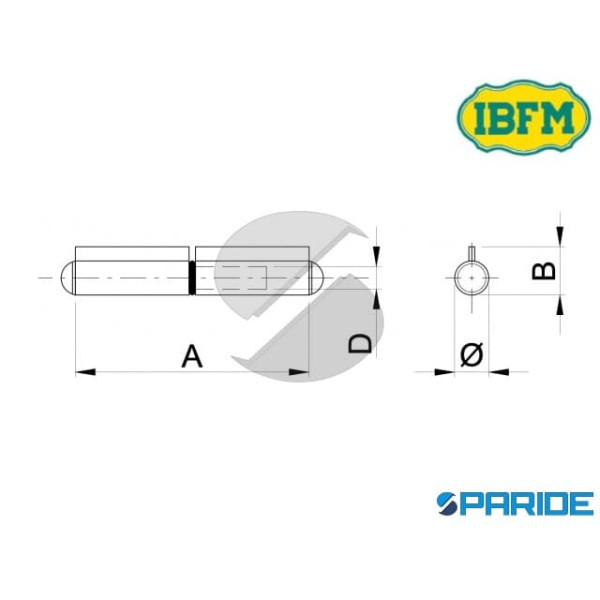 CERNIERA A SALDARE 100 MM INOX 900 CON PERNO FISSO IBFM 900140