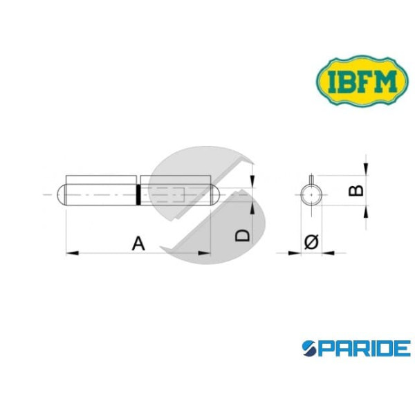 CERNIERA A SALDARE 120 MM 400 CON PERNO FISSO E TAPPO IBFM 400120