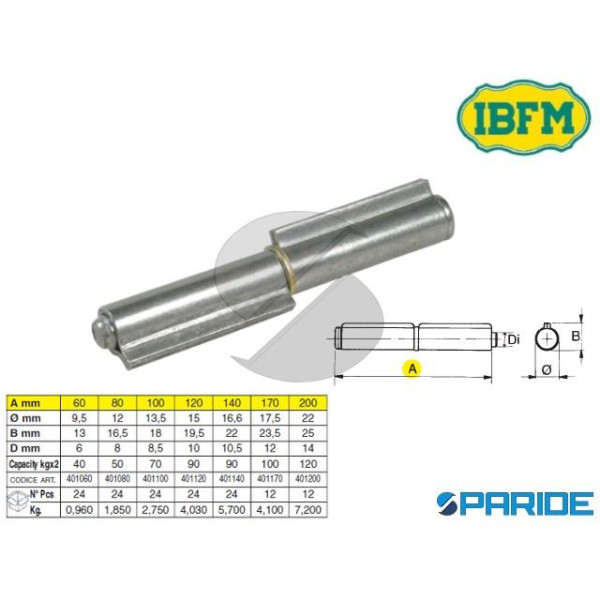 CERNIERA A SALDARE 120 MM 401 CON 2 ALI PERNO SFIL...