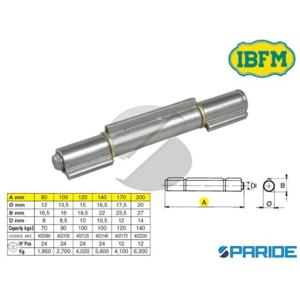 CERNIERA A SALDARE 120 MM 402 CON 3 ALI PERNO SFIL...