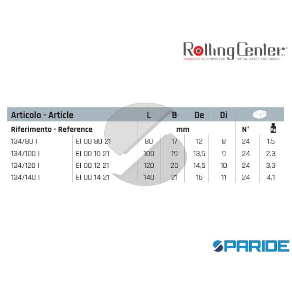 CERNIERA A SALDARE 120 MM INOX 134I CON PERNO FISSO ROLLING CENTER