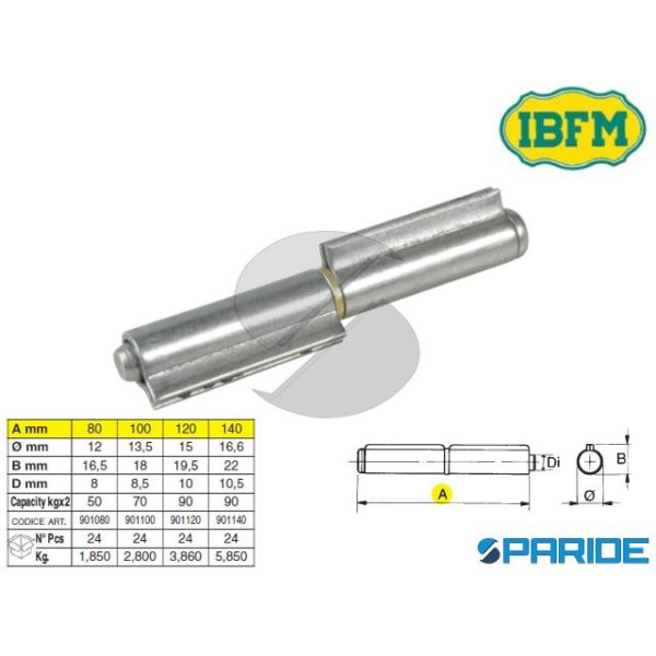 CERNIERA A SALDARE 120 MM INOX 901 CON PERNO FISSO...