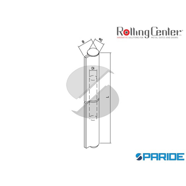 CERNIERA A SALDARE 134 MM 120 CON PERNO FISSO E TAPPO ROLLING CENTER