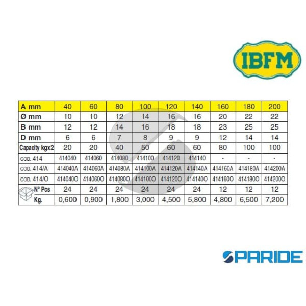 CERNIERA A SALDARE 140 MM 414 O CON PERNO FISSO E COSTA IBFM 414140O