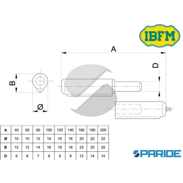 CERNIERA A SALDARE 140 MM 414\ATGN CON COSTA E INGRASSATORE IBFM