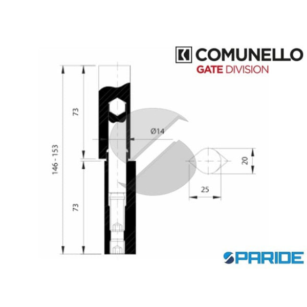CERNIERA A SALDARE 150 MM INOX 500I CON PERNO REGOLABILE COMUNELLO 500I-150