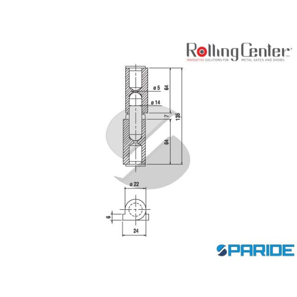 CERNIERA A SALDARE 159 A CON ALA MOZZATA CON  CUSCINETTO ROLLING CENTER