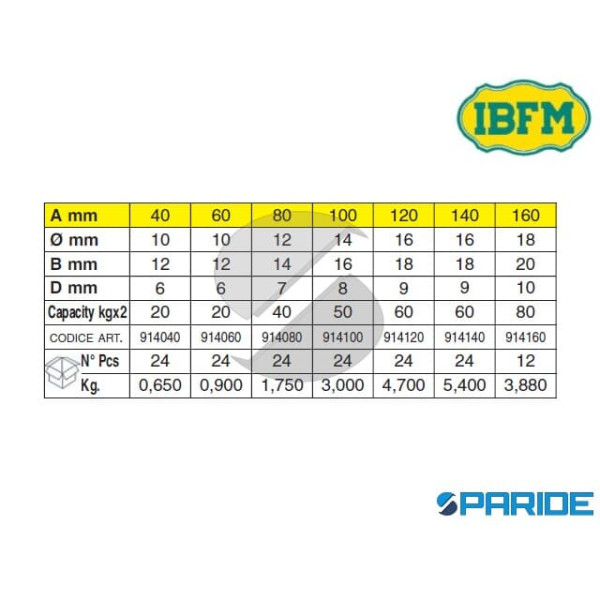 CERNIERA A SALDARE 160 MM INOX 914 CON PERNO FISSO E COSTA IBFM 914160