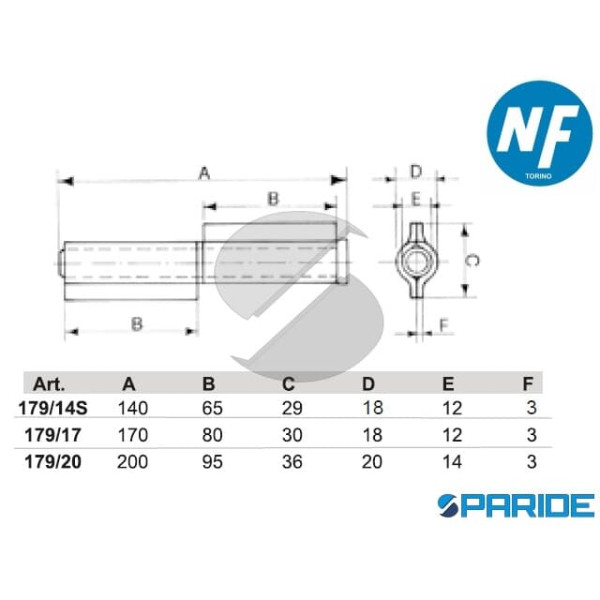 CERNIERA A SALDARE 170 MM 179 17 GREZZO CON 2 ALI NOVA-FERR
