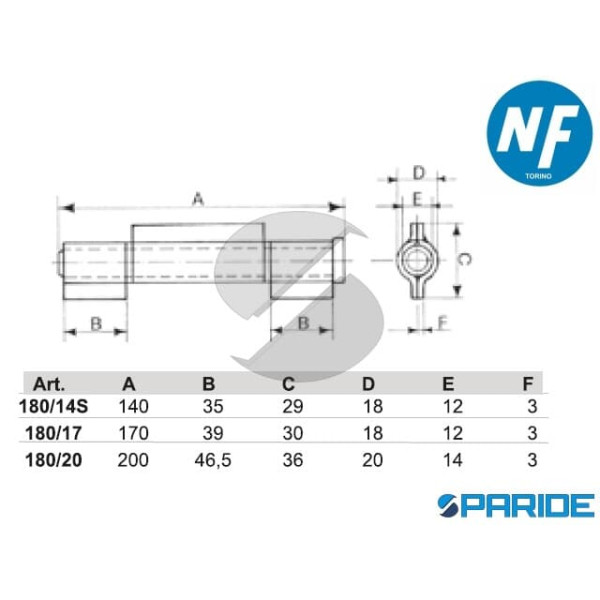 CERNIERA A SALDARE 170 MM 180 17 GREZZO CON 3 ALI NOVA-FERR