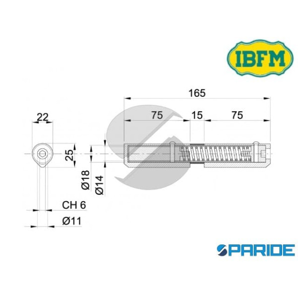 CERNIERA A SALDARE INOX 165 MM 415 MI CON MOLLA IBFM 415MI