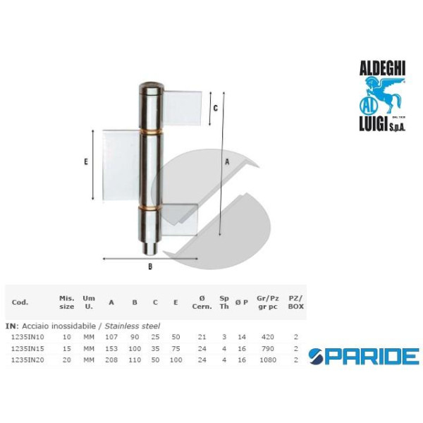 CERNIERA A SALDARE INOX 3 ALI 1235IN20 ALDEGHI PER...