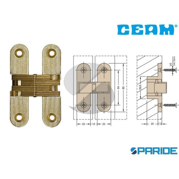 CERNIERA A SCOMPARSA 2015 CEAM OTTONE LUCIDO 89X25...