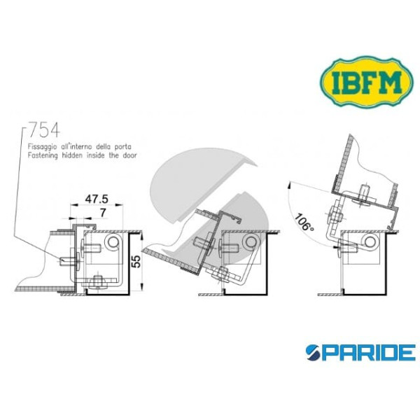 CERNIERA A SCOMPARSA 754 A SCOMPARSA PER PORTE BLINDATE IBFM