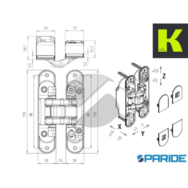 CERNIERA A SCOMPARSA ATOMIKA SLIM K8060 OL HD OTTONE LUCIDO KRONA KOBLENZ