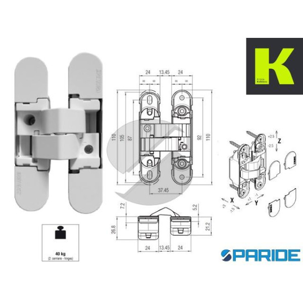 CERNIERA A SCOMPARSA HYBRID K1019 DXSX BIANCO KRON...