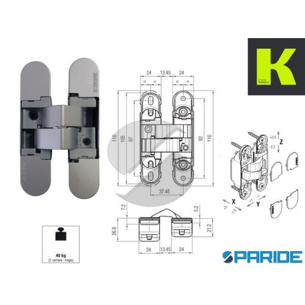 CERNIERA A SCOMPARSA HYBRID K1019 DXSX CROMO SATIN...