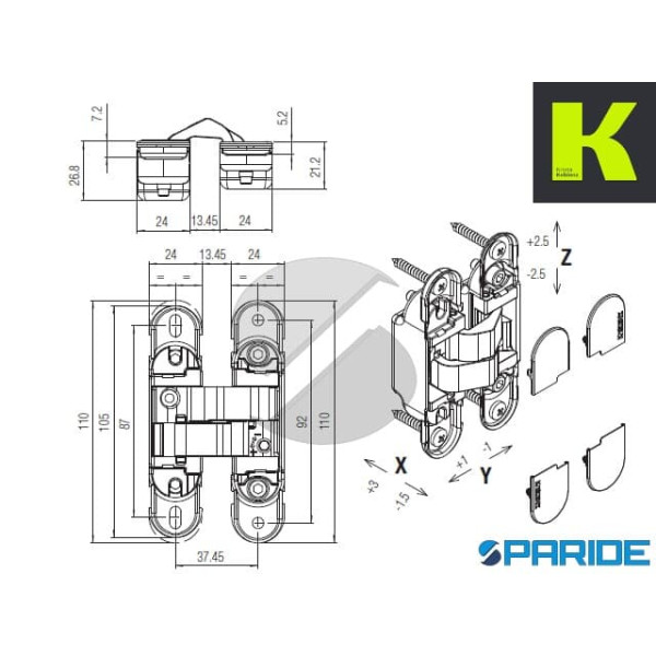 CERNIERA A SCOMPARSA HYBRID K1019 DXSX ORO SATINATO KRONA KOBLENZ