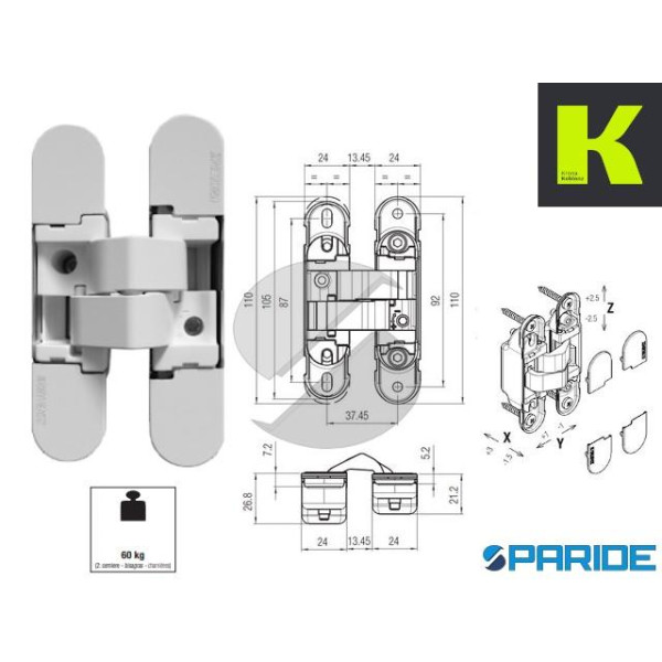 CERNIERA A SCOMPARSA HYBRID K1060 DXSX BIANCO KRON...