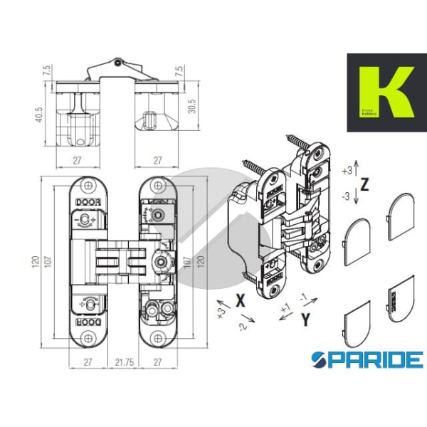 CERNIERA A SCOMPARSA K2700 CS DX-SX CROMO SATINATO KRONA KOBLENZ