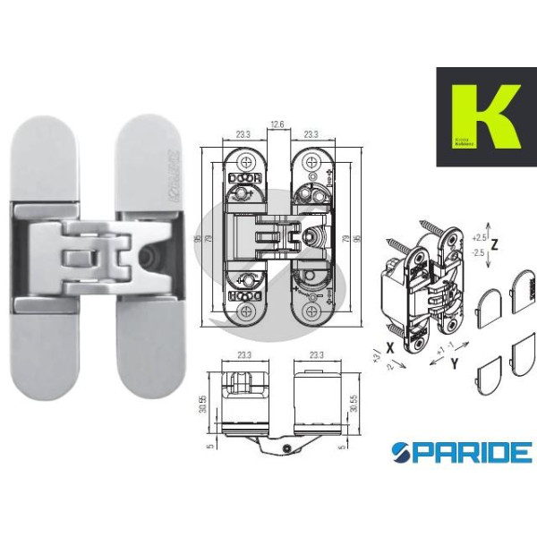 CERNIERA A SCOMPARSA K6200 KUBICA DX-SX CROMO SATI...