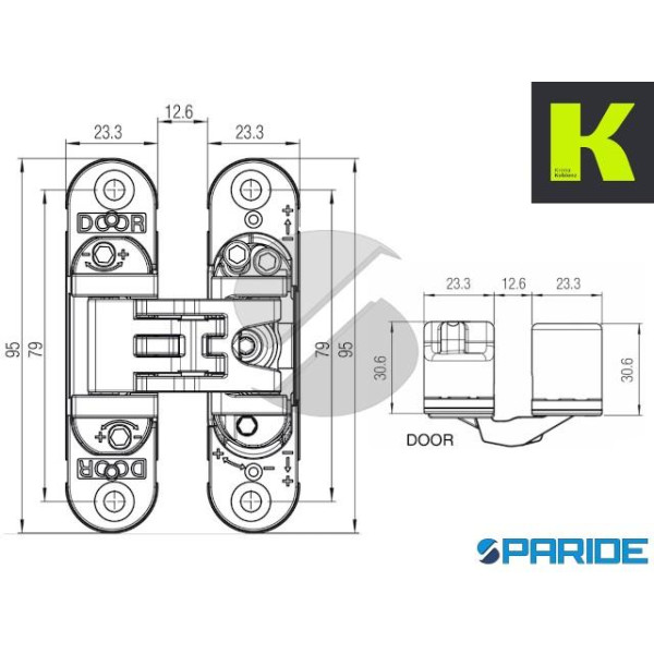 CERNIERA A SCOMPARSA K6200 KUBICA DX-SX ORO KRONA KOBLENZ