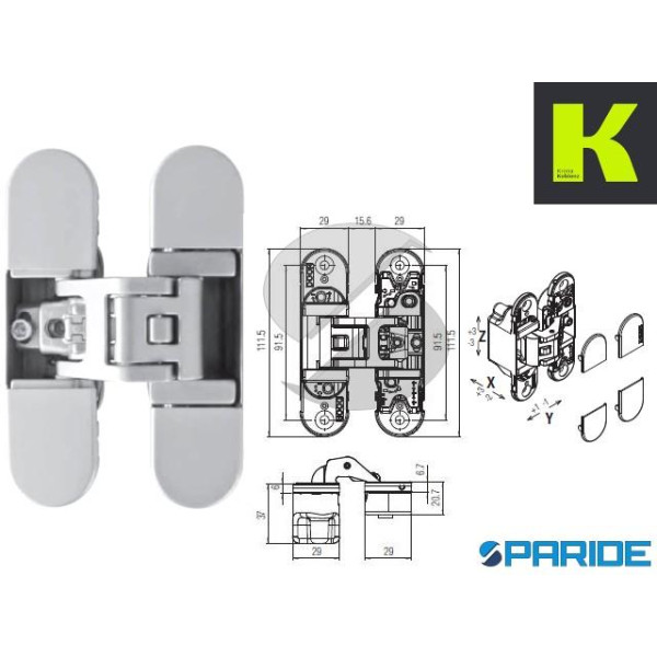 CERNIERA A SCOMPARSA K6700 KUBICA DX-SX CROMO SATI...