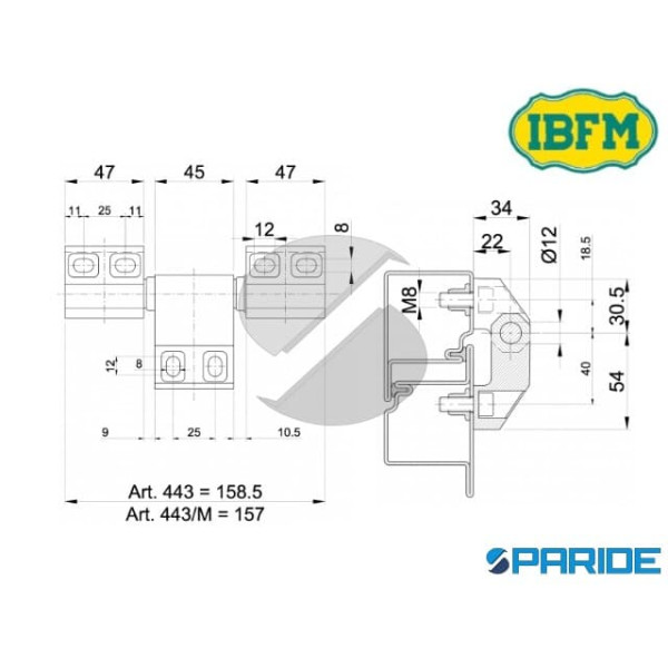 CERNIERA AD AVVITARE 158,5 MM 443 M PER PORTE PESANTI E TAGLIAFUOCO IBFM