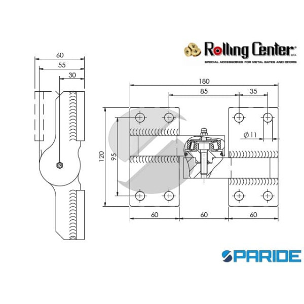 CERNIERA AD AVVITARE INFERIORE SX CRN50IS 120X180 CUSCINETTO CONICO ROLLING CENTER