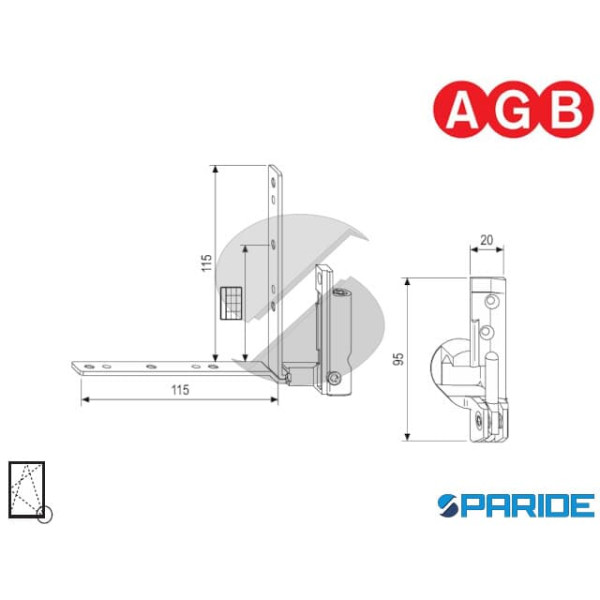 CERNIERA ANGOLARE A12 130 KG B18-20 DX A400400601 AGB
