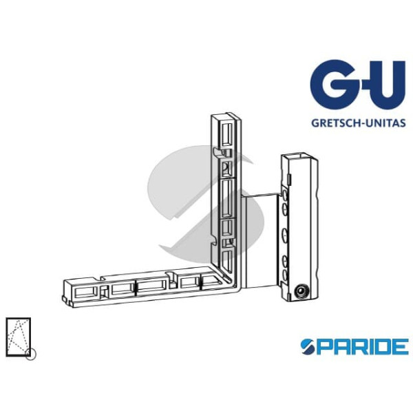 CERNIERA ANGOLARE A12 I13 DX PER FINESTRA GU B20 CON CAVA FERRAMENTA