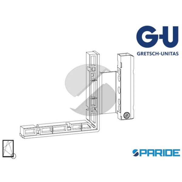 CERNIERA ANGOLARE A12 I9 SX PER FORTA-FINESTRA GU B18 CON CAVA FERRAMENTA