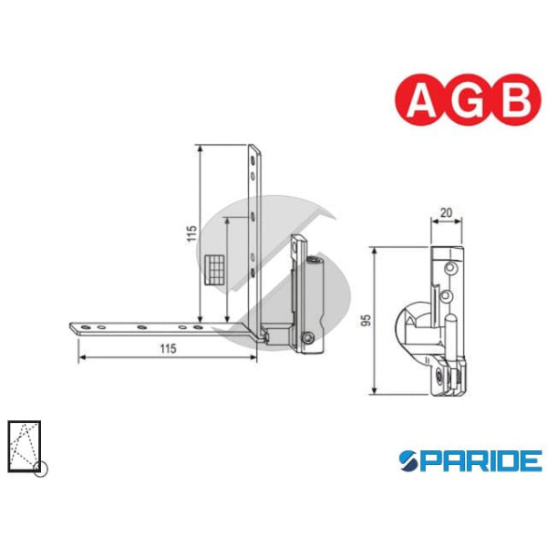 CERNIERA ANGOLARE A4 B15-18 INFERIORE SX A400400102 AGB